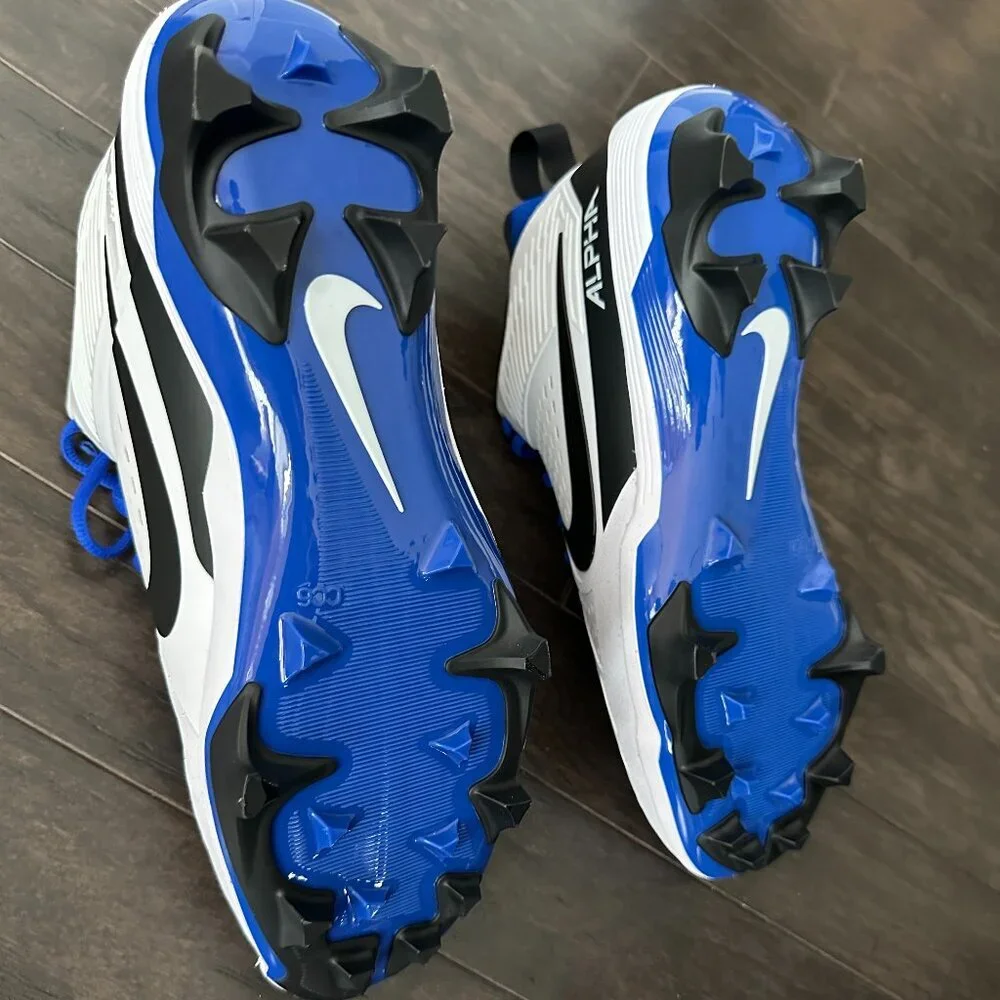 Nike Alpha White & Blue Men's 10 Football Cleats NWOT - Picture 8 of 10